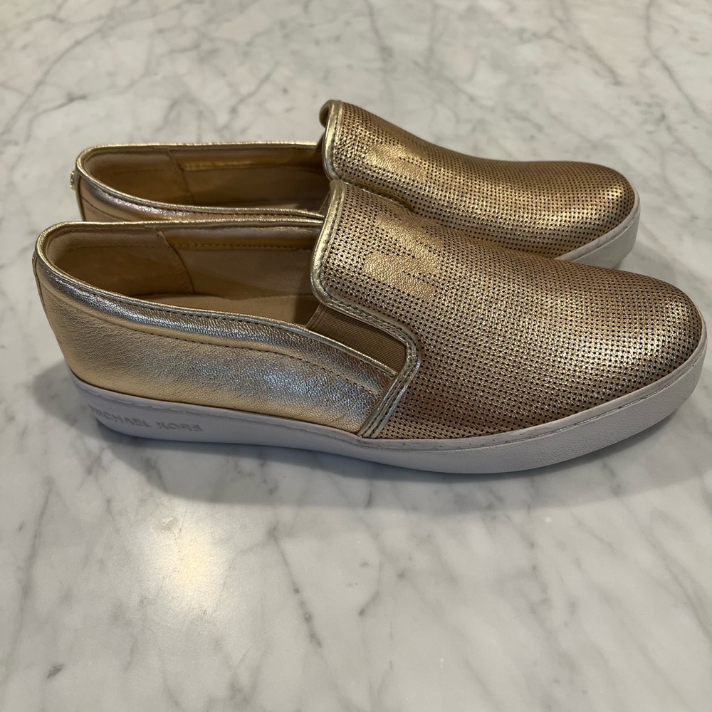 Michael Kors slip on gold shoes 8.5 new
